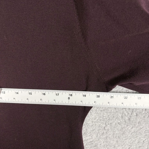 COS Waisted Wool V Neck Cardigan Size M Bordeaux Purple Red Balloon Sleeve Cinch - Picture 6 of 8
